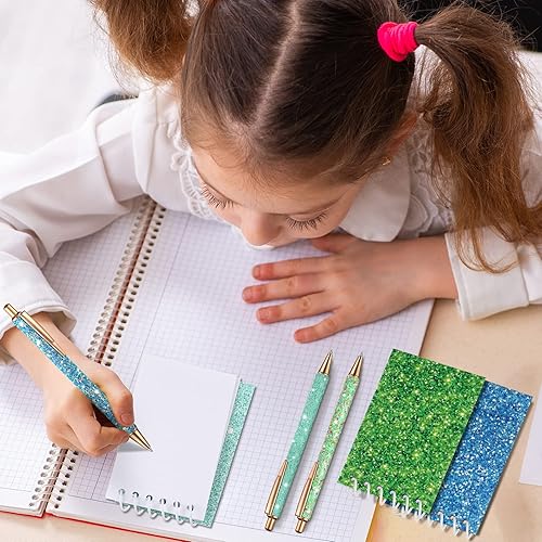 Miniatura 6 de Sherr 16 bolígrafos con purpurina y cuadernos de bolsillo con purpurina, mini cuadernos para niños, bolígrafos elegantes para mujeres, bonitos y
