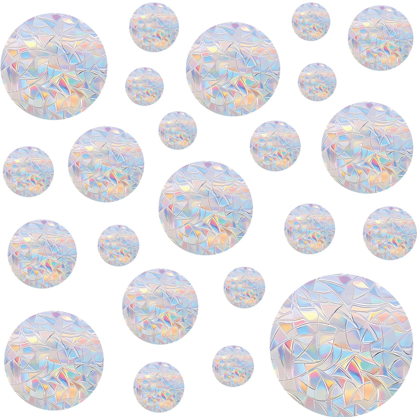 39 PCS Circle Window Clings, Anti-Collision Window Decals to Save Birds from Window Collisions, Non Adhesive Static Window Clings Reusable Vinyl Window Film Rainbow Effect, Rainbow Stickers