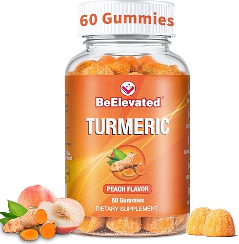 BeAlive Vitaminas en gomitas de cúrcuma sin OMG sin gluten vegetarianas sin maní sabor melocotón botella de 60 unidades cúrcuma disponible en Yaxa Guatemala