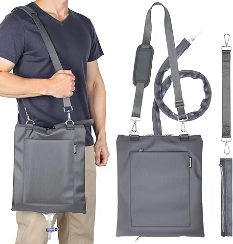 Miniatura 10 de Soporte para bolsa de drenaje de orina, funda de privacidad para bolsas de catéter u orina, con correa ajustable, diseño de cremallera, impermeable