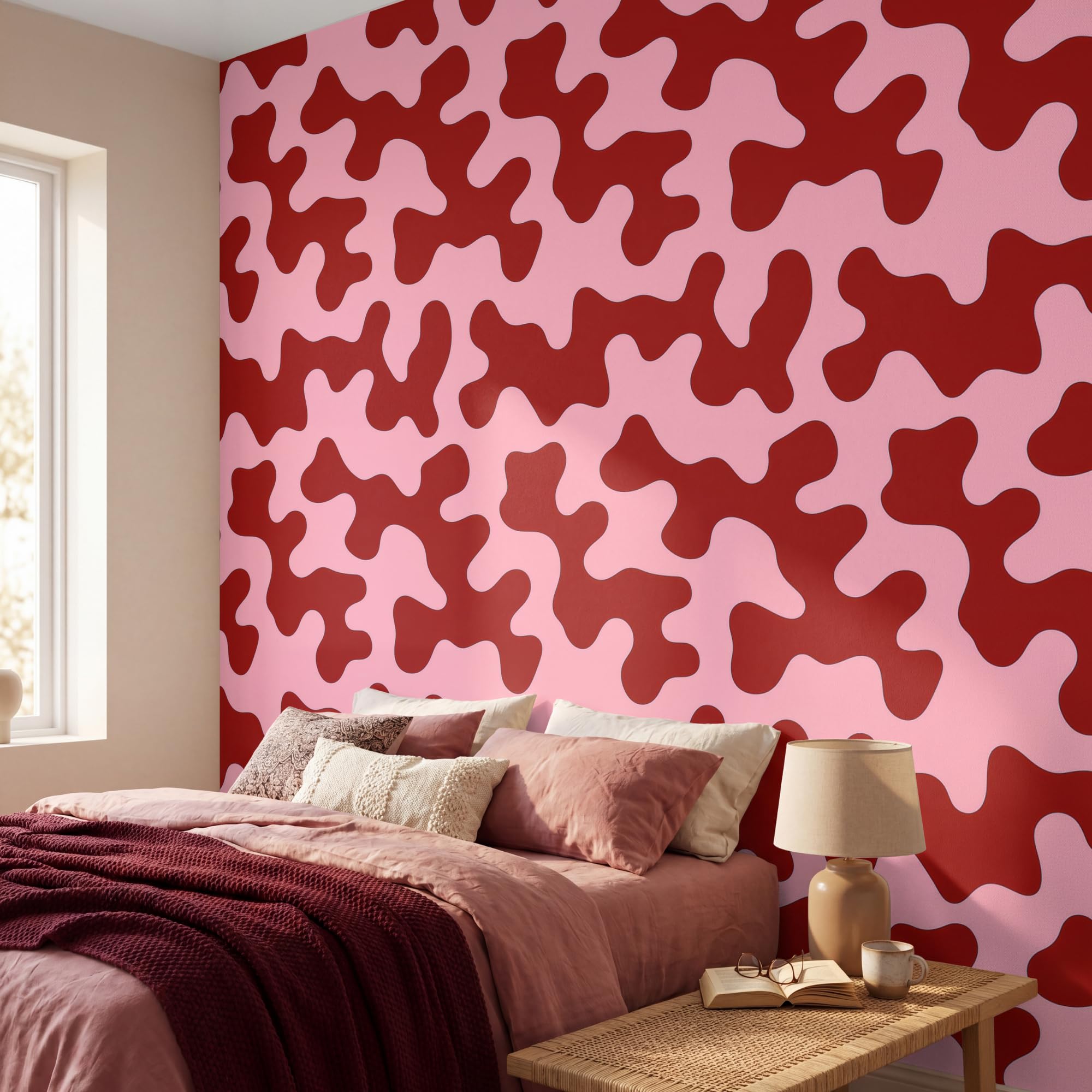 Papel Pintado Vinilico 300x300 cm Primera Calidad Papeles Pintados De Pared Pour Salon Dormitorio Decorativo Wallpaper Cocina Moderno - Abstracto - Rojo