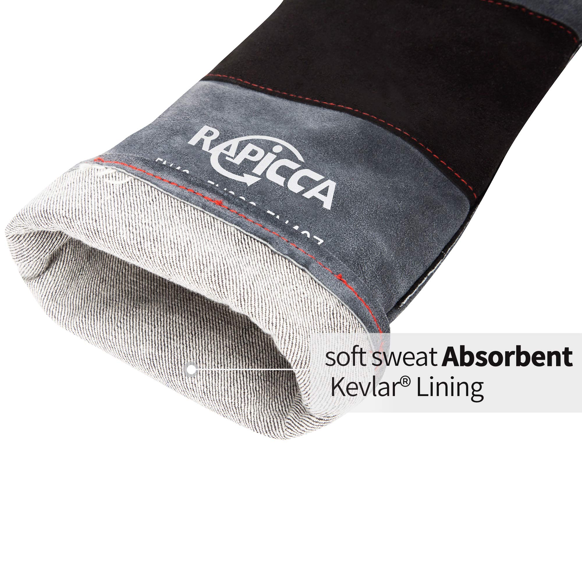 RAPICCA Animal Handling Gloves Bite Proof Kevlar Reinforced Leather