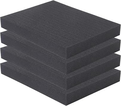 ANABIUP 4-Piece Pick and Pluck Foam Inserts, 16 x 12 x 2 In, Pre-Cut Polyethylene Foam for Craft, Camera, Tool, Gun Cases