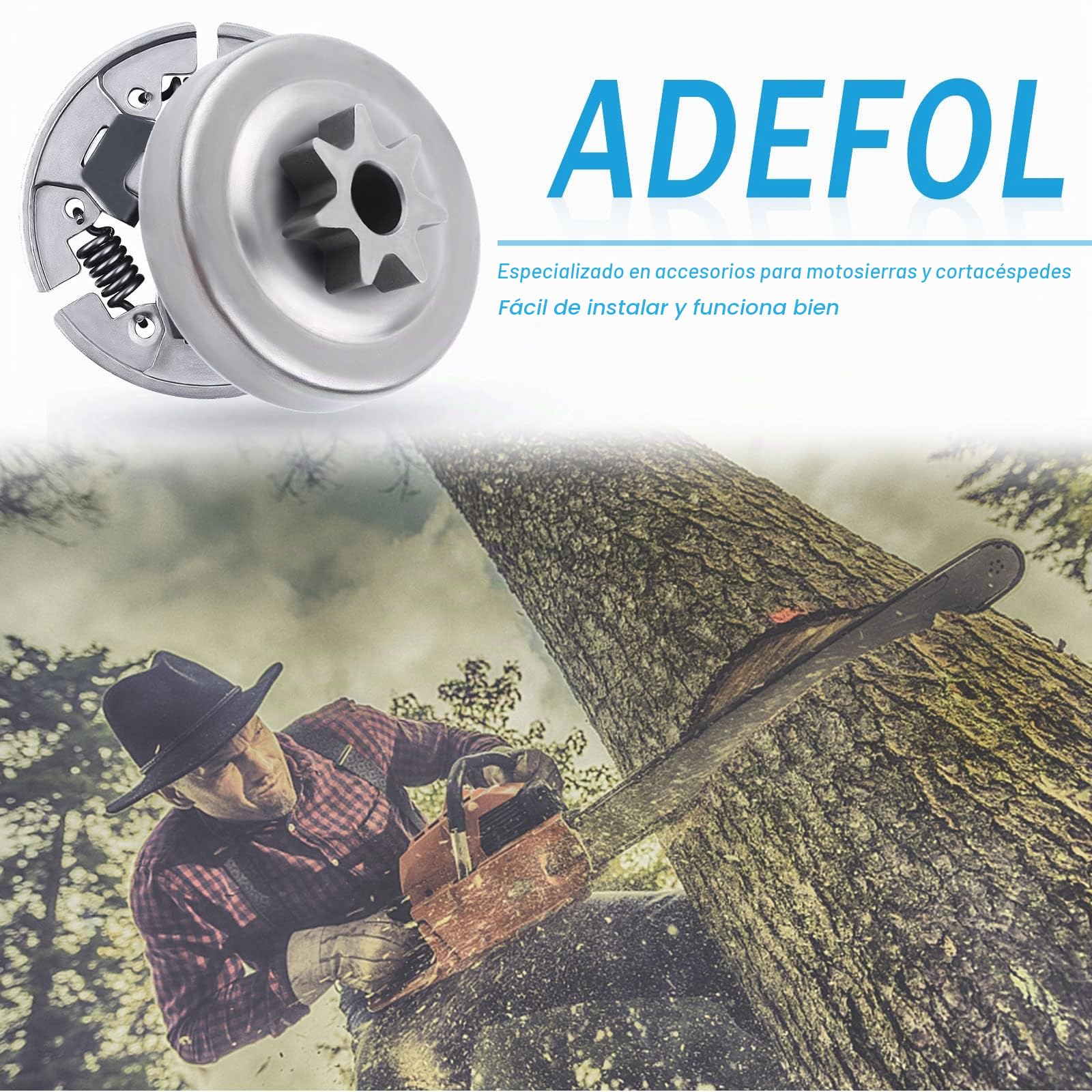 Rueda Dentada y 7-Dientes Tambor de Embrague para Stihl MS310 MS390 029 039 Motosierra, ADEFOL Piñón 3/8" + Conjunto de Embrague + Cojinete + Engranaje Helicoidal + Arandela + E-Clip + Bujía