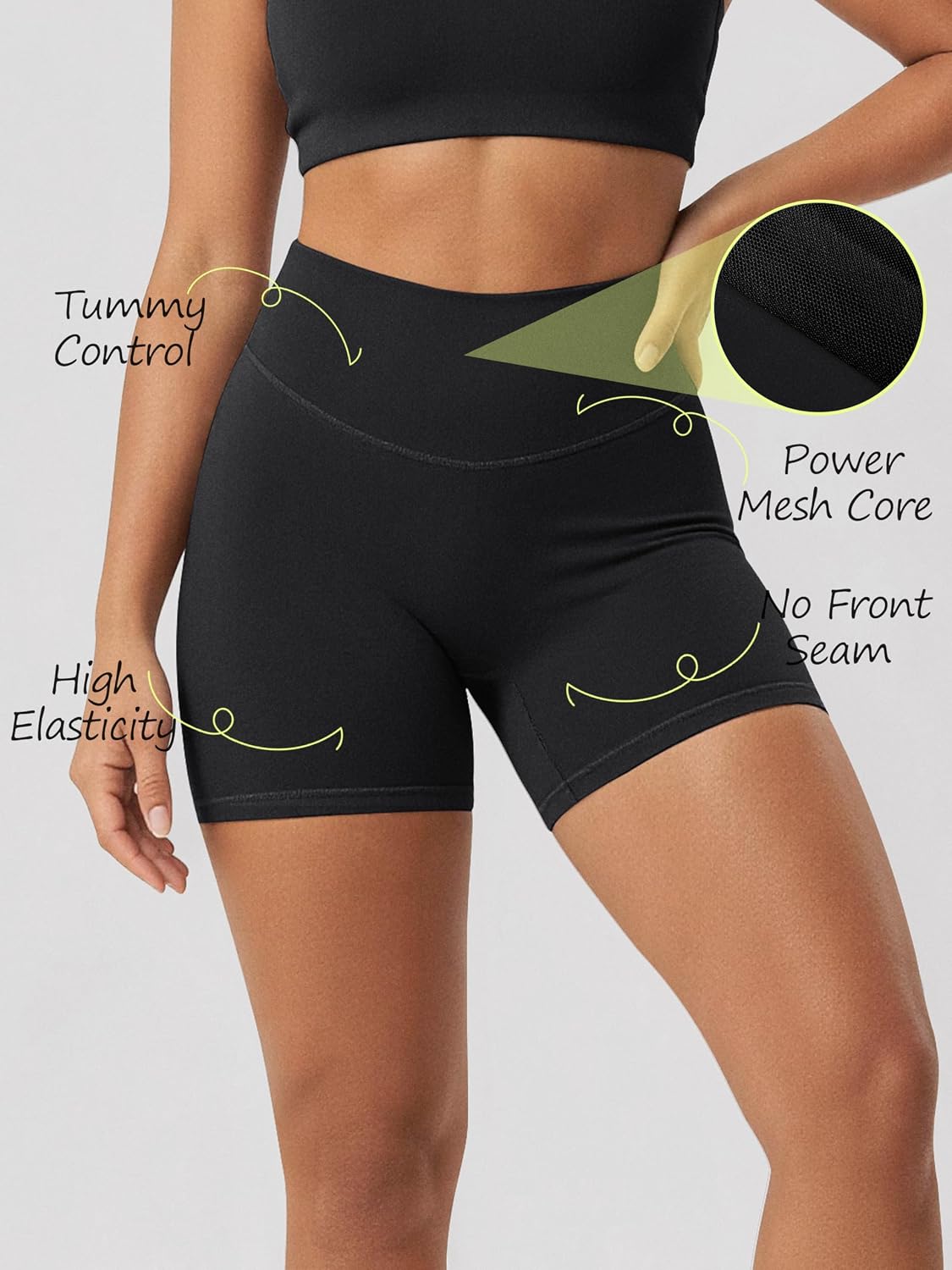 Women's Hidden Scrunch Butt Lifting Biker Shorts 5", CORLUXA Tummy Control No Front Seam Compression Yoga Shorts