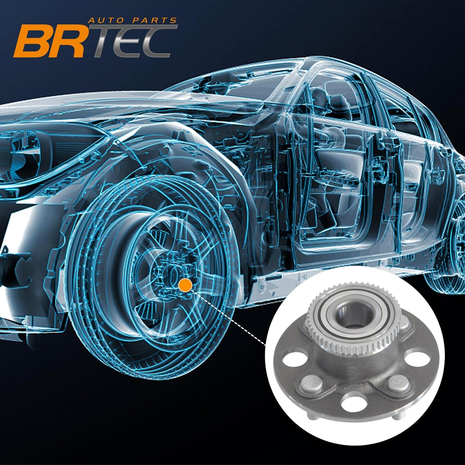 512175 Rear Left/Right Wheel Hub and Bearing Assembly for Honda Civic 2001 2002 2003 2004 2005 4Lugs W/ABS