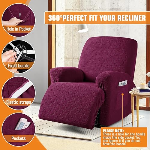 Miniatura 5 de VANSOFY Funda para silla reclinable, 3 piezas, fundas elásticas para silla reclinable, funda suave para silla reclinable, protector de muebles para