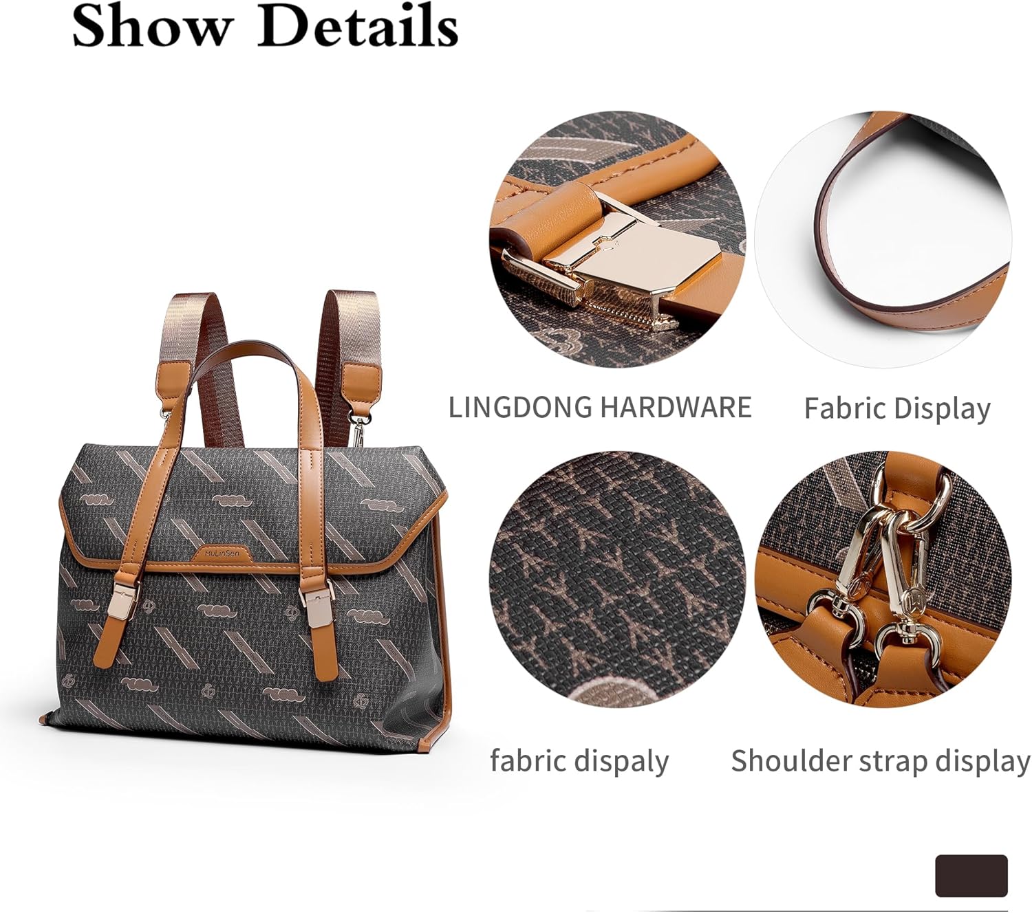 Large PU Leather Backpack Purse for Women Fashion Vintage Satchel Bacpack Cute Convertible Shoulder Bags for Travel Work Camping Student 2025 Trendy Crossbody Bags 282P Brown - Image 2