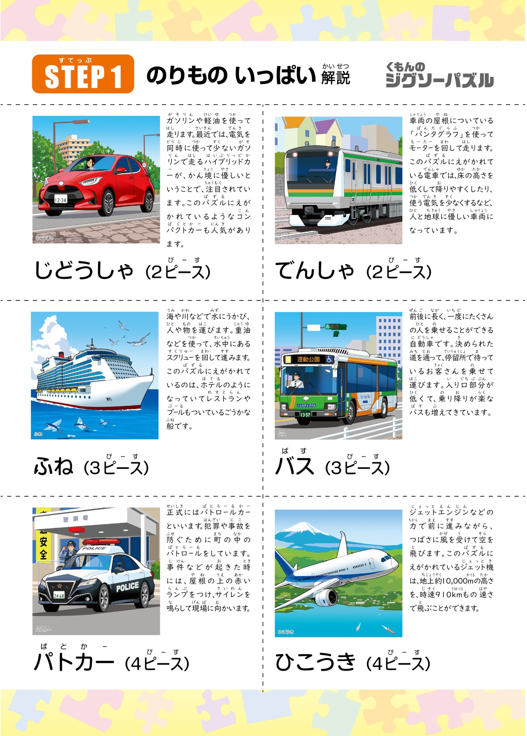 くもん出版 くもんのジグソーパズル STEP1 のりものいっぱい 知育玩具