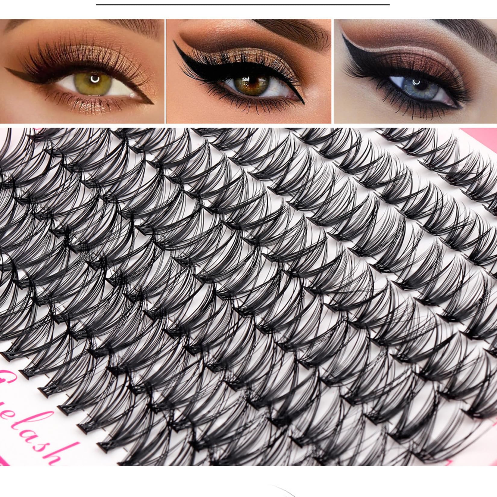32 Rows Individual Cluster Lashes Book with Tweezer 20P+30P+40P+50P DIY Lash Extensions 8-16mm D Curl Natural Look Soft Fluffy Reusable Multi-Length Cluster Lashes for Home Use(#D) - Image 4