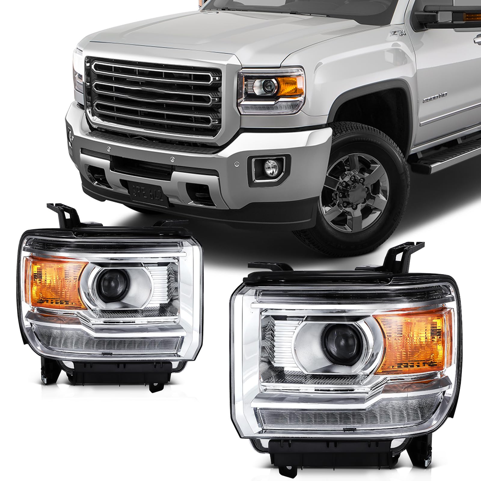 SCITOO Headlight Assembly Fit 2014-2021 For Toyota 4Runner Black Housing Amber Reflector Pair Headlights 81170-35571 — view 78