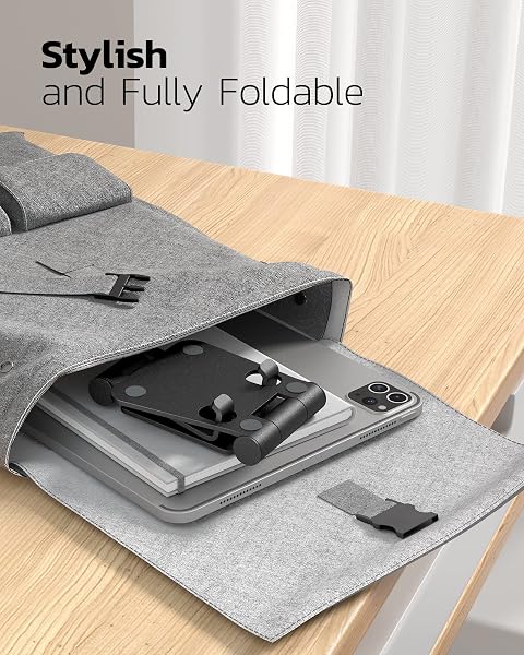 Nulaxy Fully Aluminum Phone Stand, Dual Folding Angle Height Adjustable Mobile Holder Cradle for Desk Compatible with iPhone 17 16 15 14 13 12 11 Pro Max XR Xs X, Galaxy, Nintendo Switch, All Phones - 5