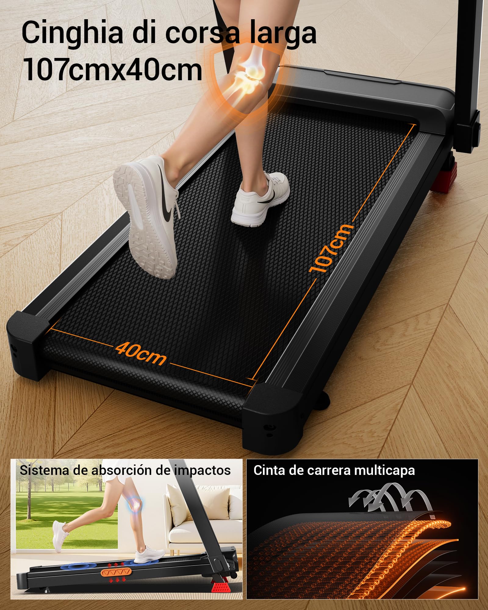 UMAY Cinta de Correr Plegable con Inclinación 16%, 14 KM/H | Cinta de Andar con Frecuencia Cardíaca, Caminadora Electrica para Casa con Pantalla LED,180kg