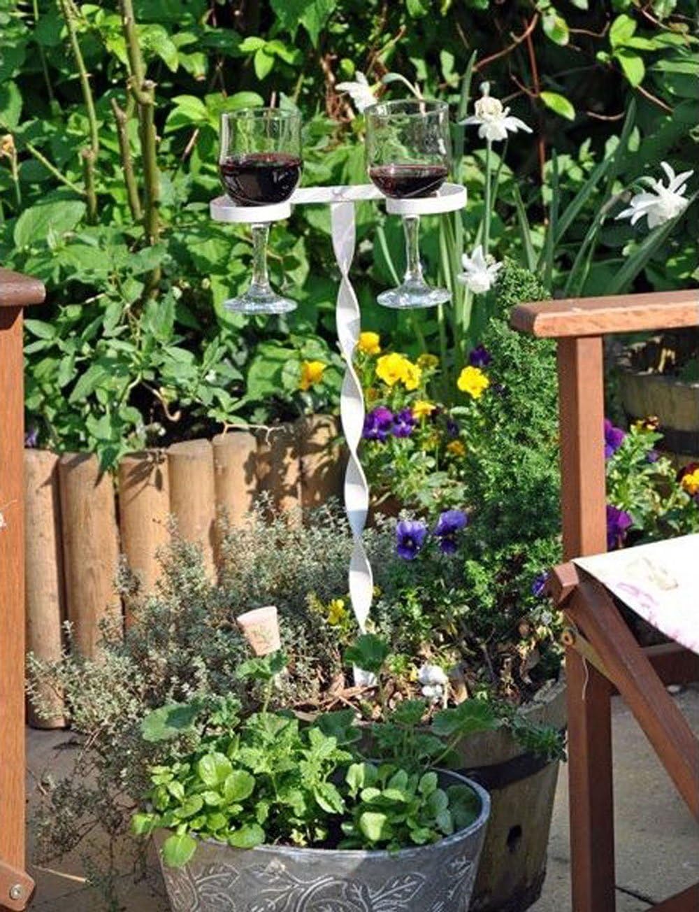 3 Twin Wine Glass Holders (Silver) Patio, Lawn & Garden