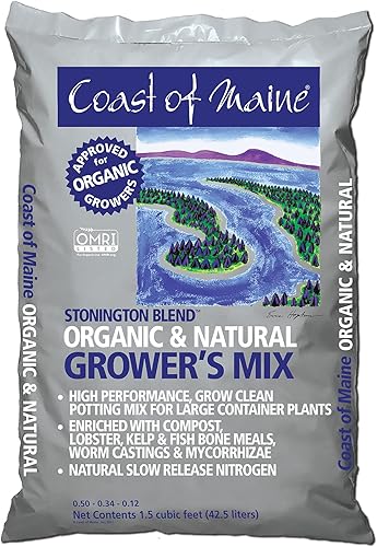 Coast of Maine CMSBO15 Mezcla de tierra para macetas Stonington Blend de agricultores orgánicos con ingredientes oceánicos totalmente naturales para