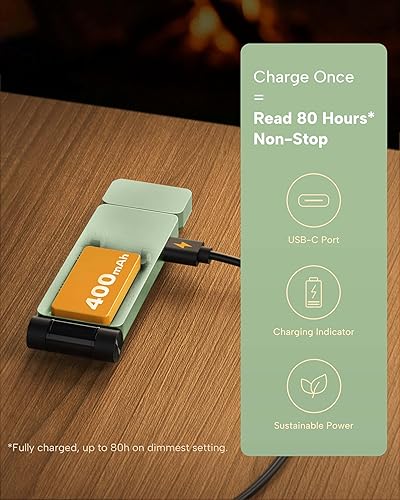 Miniatura 47 de 86lux Luz de libro, luz de lectura LED recargable con clip para uso en cama y noche, 3 temperaturas de color con atenuación continua, diseño de Oro
