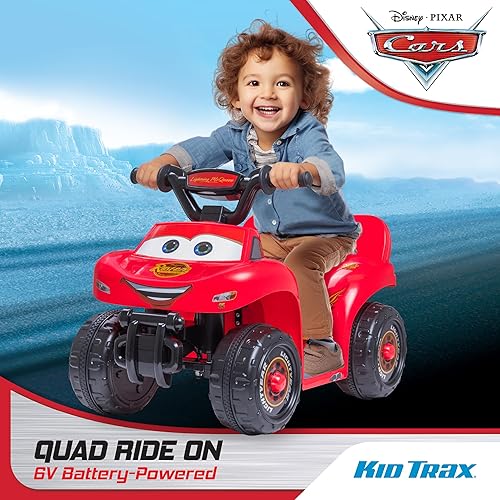 Miniatura 3 de Kid Trax - Cuatriciclo de juguete para montar con diseño de Rayo McQueen de Disney Cars para niños pequeños de 1 año y medio a 3 años y con peso