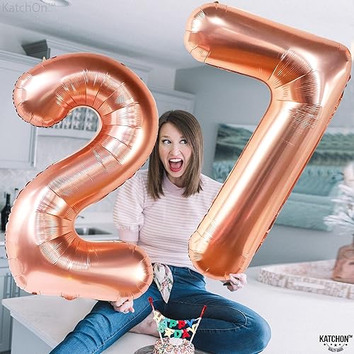 Miniatura 10 de KatchOn, Globos verdes oscuros del número 27 de 40 pulgadas, globos verdes del número 27 para decoraciones de cumpleaños de 27 para mujeres, globos