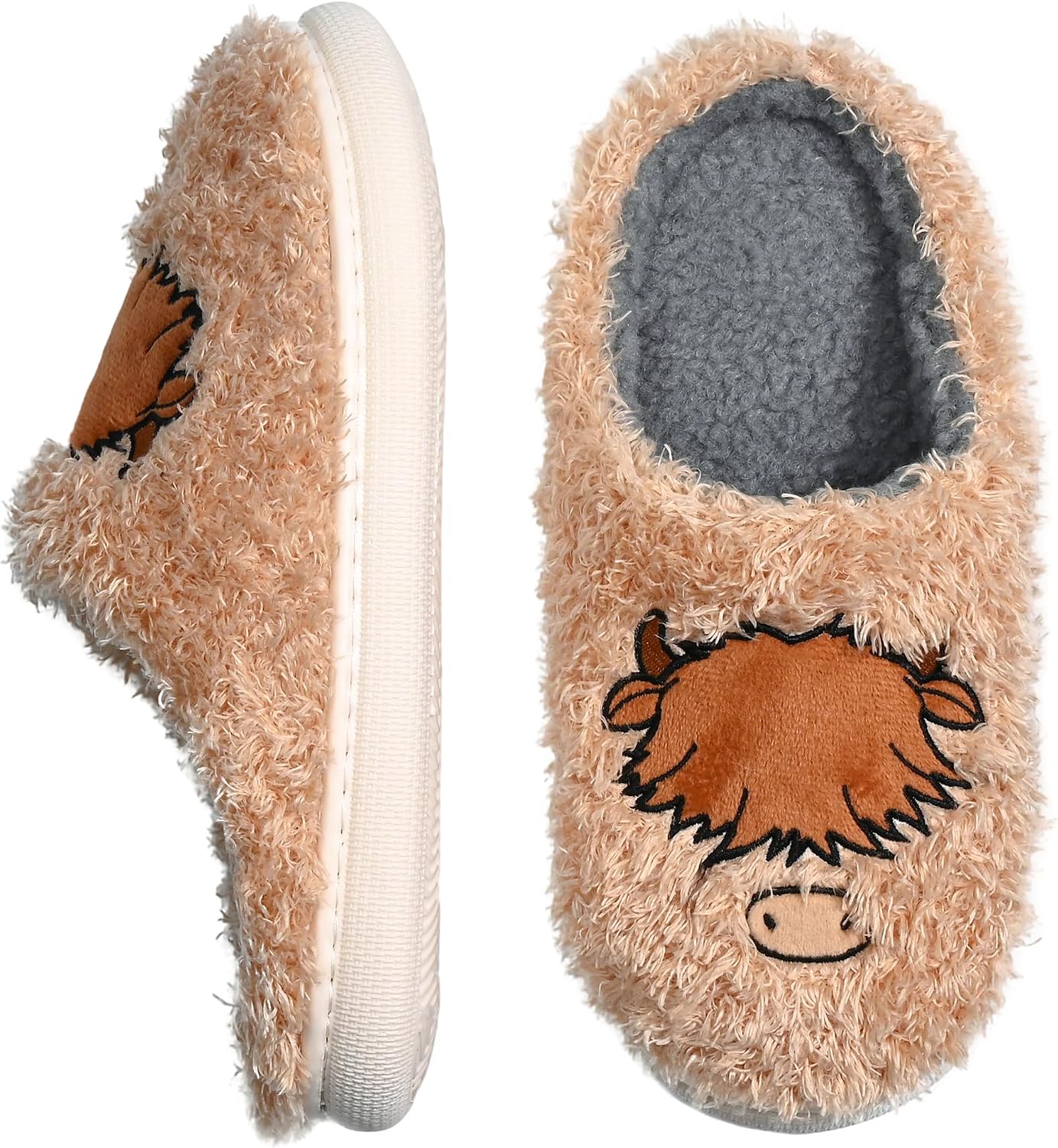 Funny Animal Slippers for Women - Fuzzy Plush Memory Foam Indoor, Machine Washable Cozy House Shoes