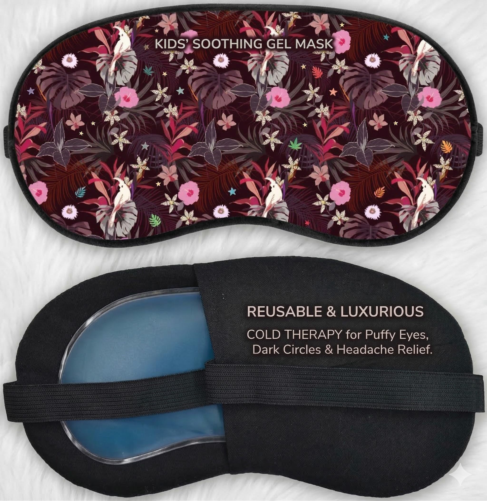 Circles Migraine Relief Soft Adjustable Eye Mask for Women Men Reusable Hot Cold Therapy Butterfly Galaxy Cooling Gel Sleep Eye Mask for Puffy-image-46