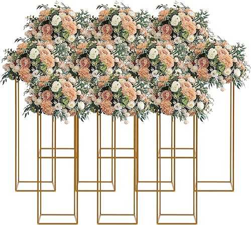 Miniatura 14 de Soporte de metal para flores de boda, 10 piezas de 31.5 pulgadas de alto, soporte de columna de florero de boda, columnas decorativas de boda