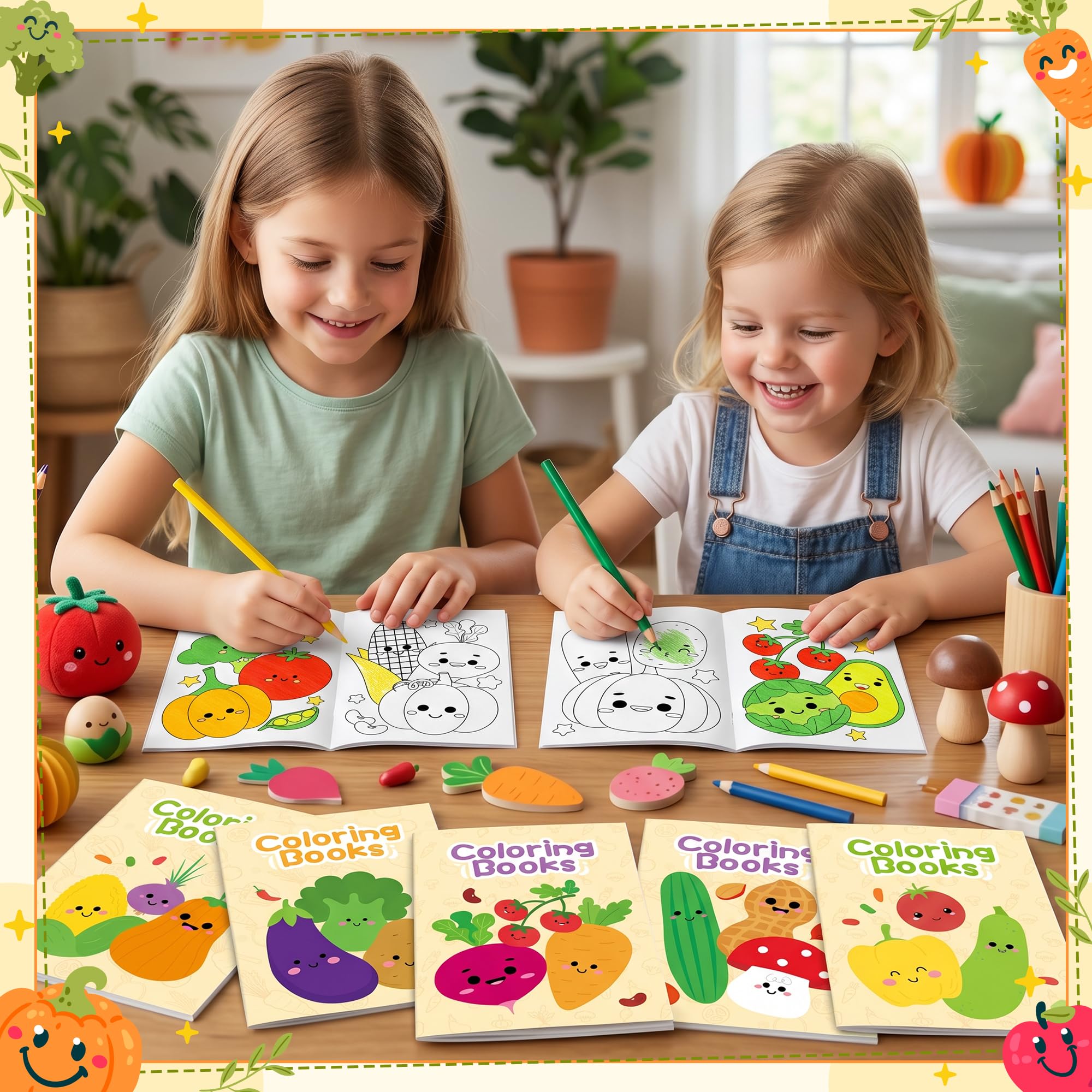 96 libros para colorear vegetales para niños, fiestas, recuerdos escolares, recompensa