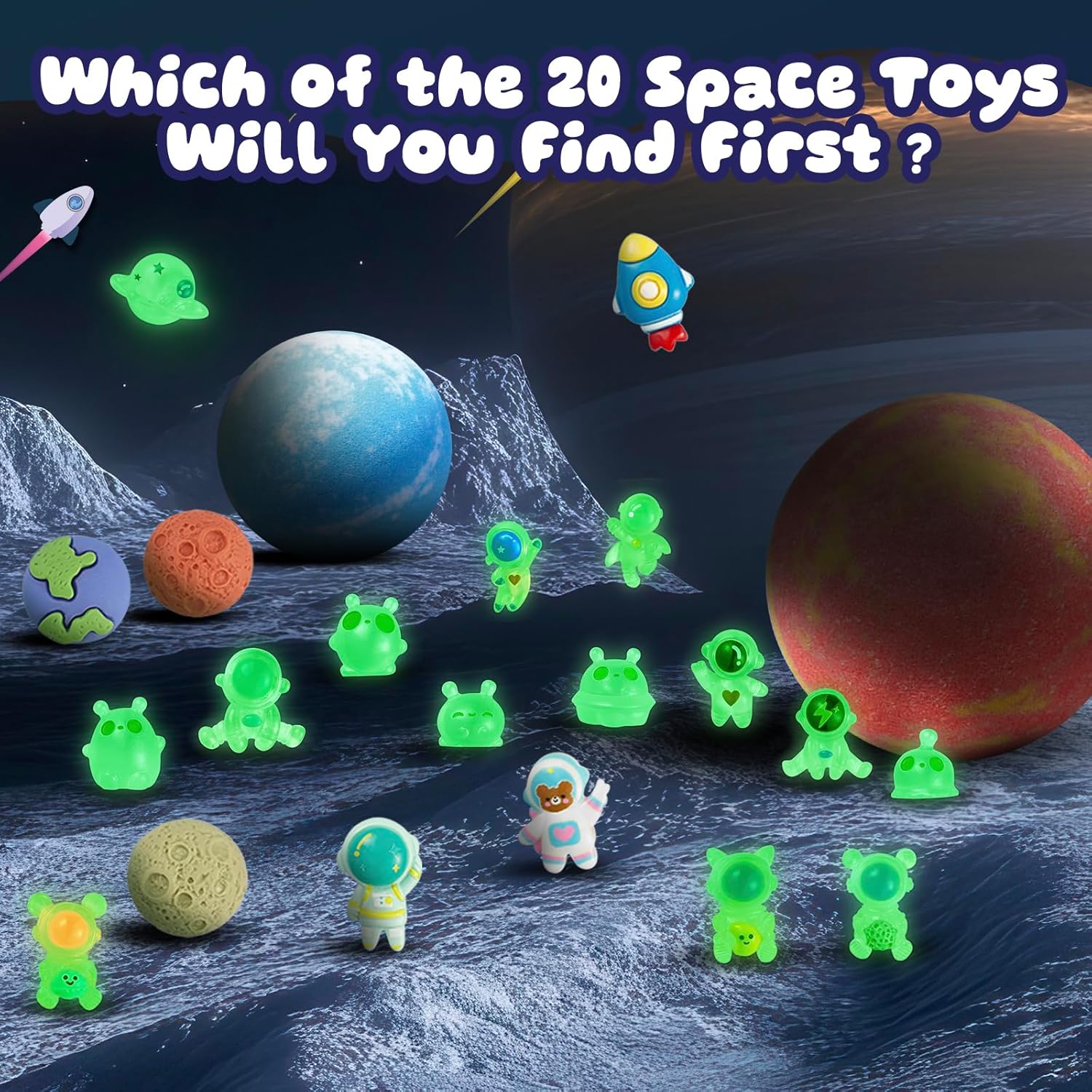 20 Pack Galaxy Bath Bombs for Kids with Space Explorer Toys, Cosmic Adventure Kids Bath Bombs with Astronauts, Rockets, Planets & Glow-in-The-Dark Aliens Inside,End-of-School Year Gifts - Image 2