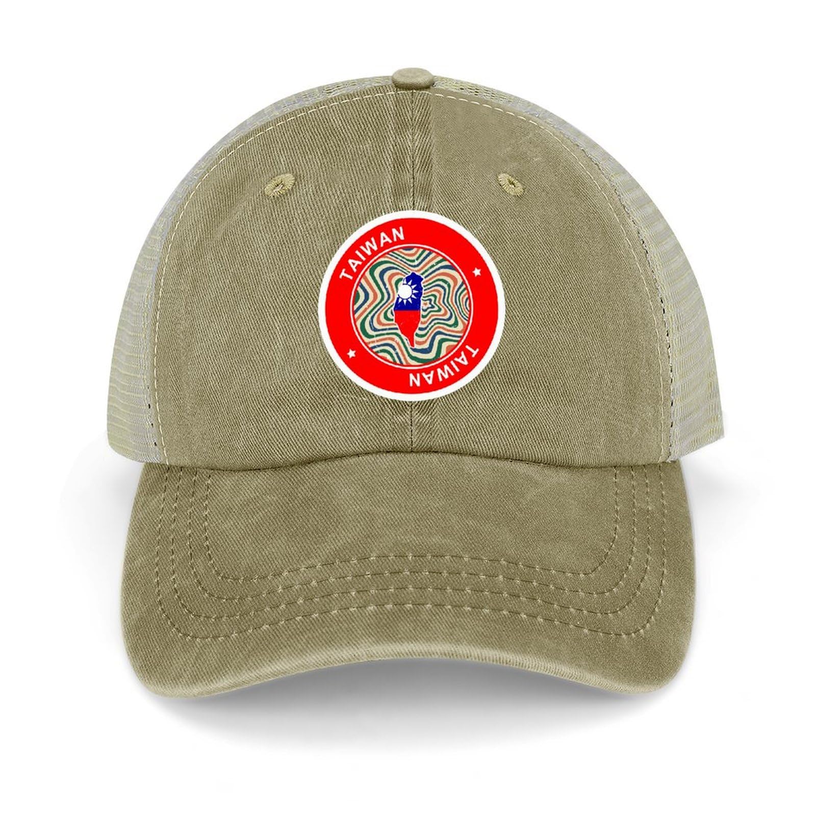 Yelolyio Unisex Khaki Taiwan Flag Map Baseball Caps Taiwan Cotton Caps Sun Hat Patriotic Caps Men's And Women's Hats Mesh Caps Outdoor Sports Caps Spring Summer
