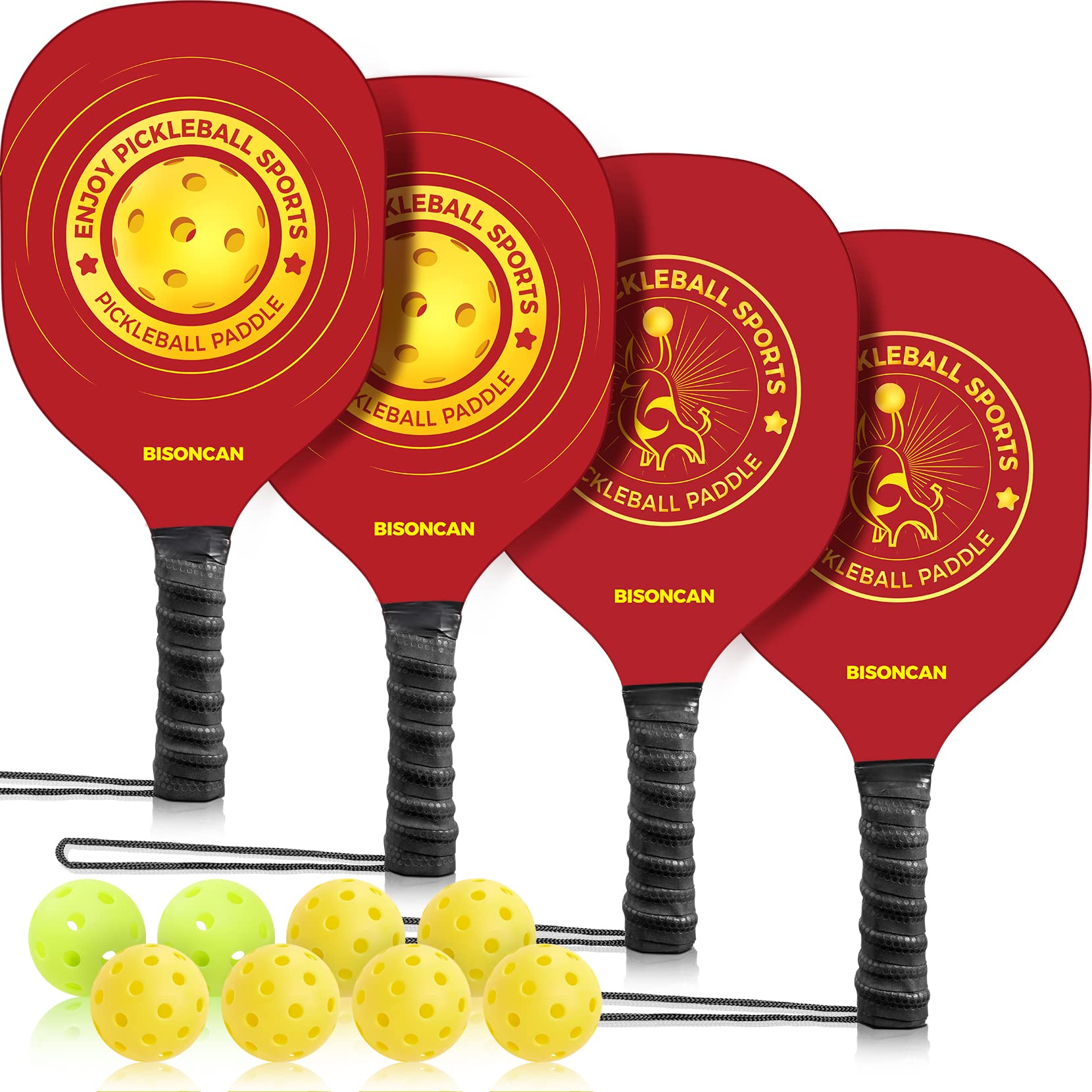 BISONCAN Pickleball Paddles Pickleball Balls Set, Pickleball Rackets