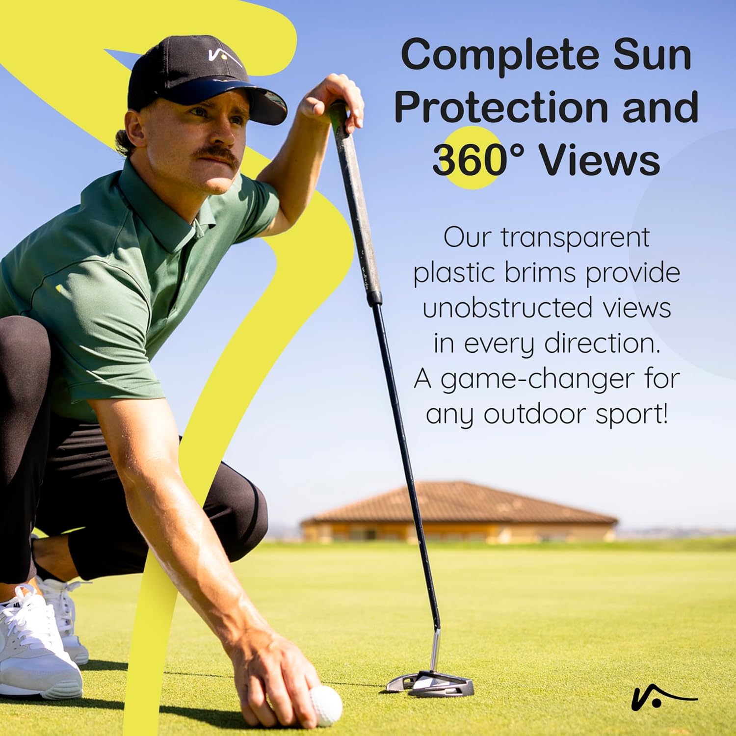 VISTO Transparent Brim Baseball Hat - Obstruction Free Visibility & UV Sun Protection Cap for Golf, Pickleball & Tennis