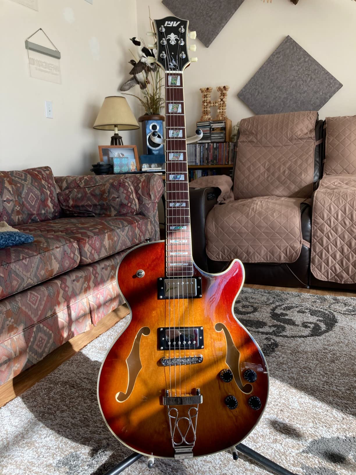 34/mo Finance IYV IJZ300 TSB Jazz Solid hollowBody Electric Guitar