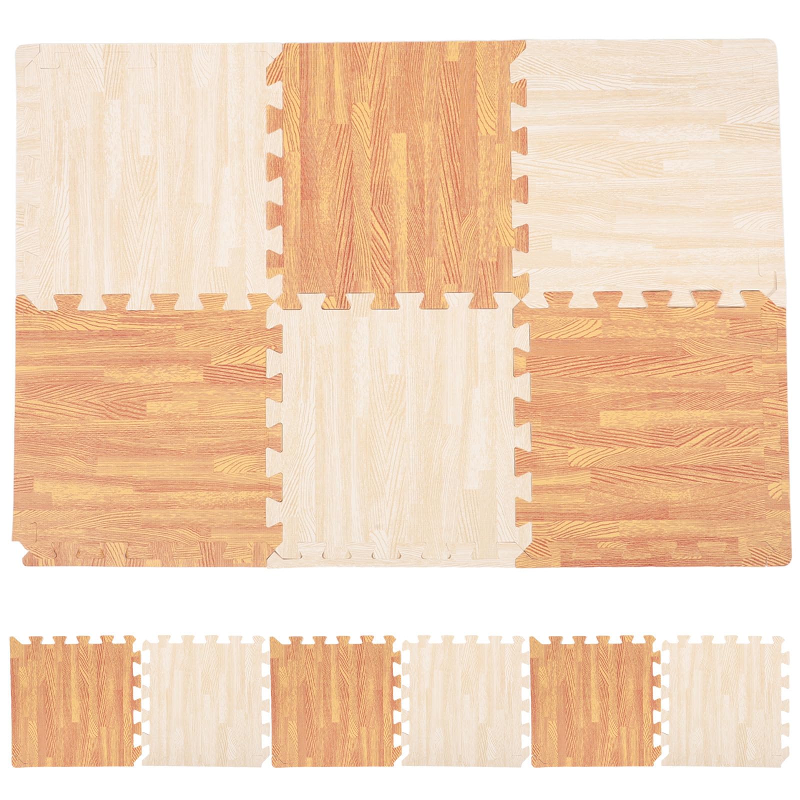 LALAFINA 12 Piezas Alfombra de Puzzle Eva para Suelo Fondo Antideslizante, Suave y Cómoda, Baldosas Cuadradas Ideales Juegos y Gateo
