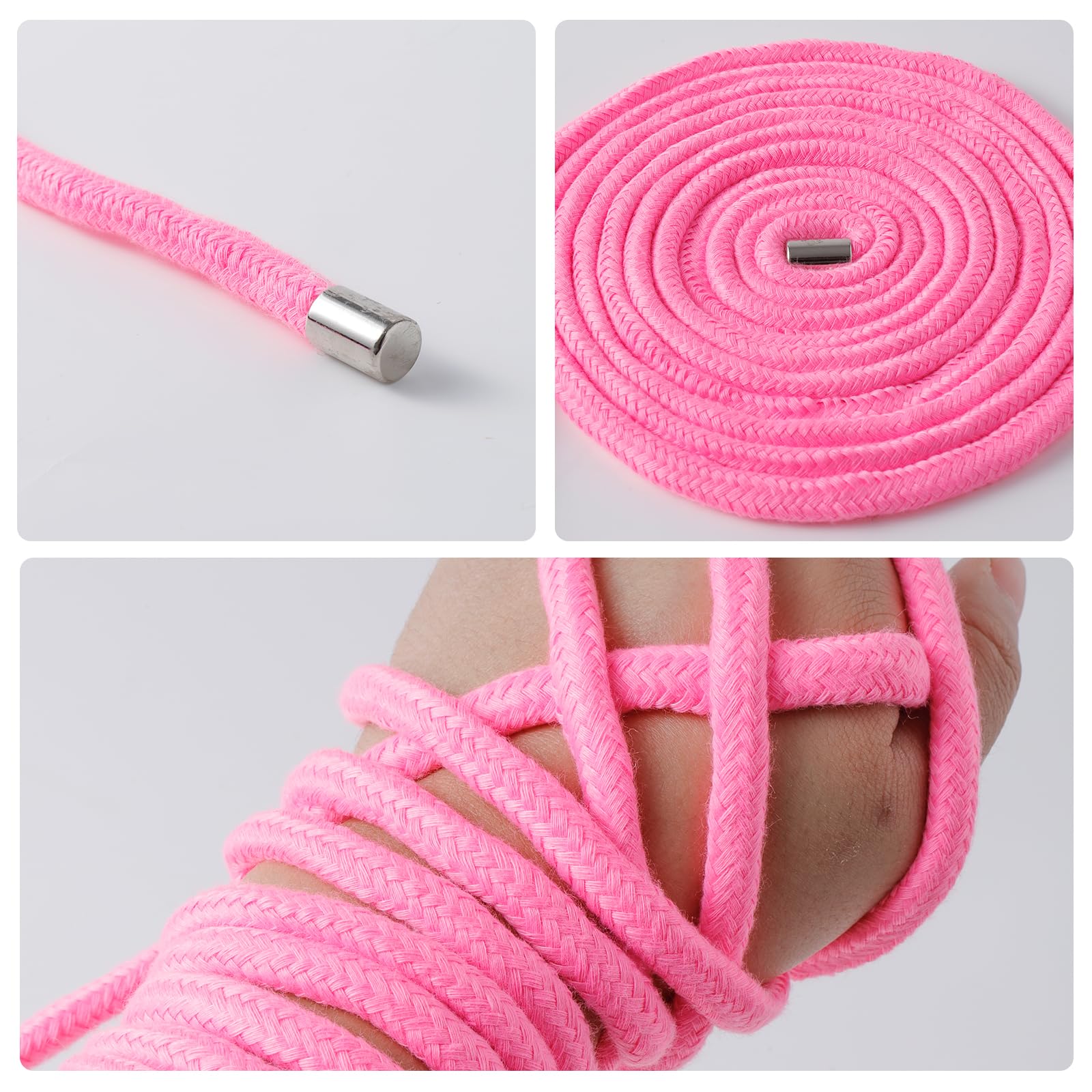 Corda morbida in corda di cotone,2 pezzi corda di cotone,2 pezzi Benda Occhi,4 set,raso di seta benda maschera per gli occhi per i giochi di sonno(rosa viola)