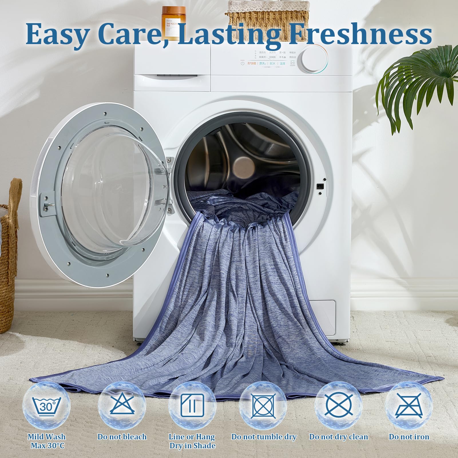 CHOSHOME Manta Verano con Fibra de Enfriamiento Japonesa ARC-Chill, Q-MAX 0.45 Manta Fina para Sofá o Cama Alivia Sudor y Mejora Calidad de Sueño 200 * 220CM Azul