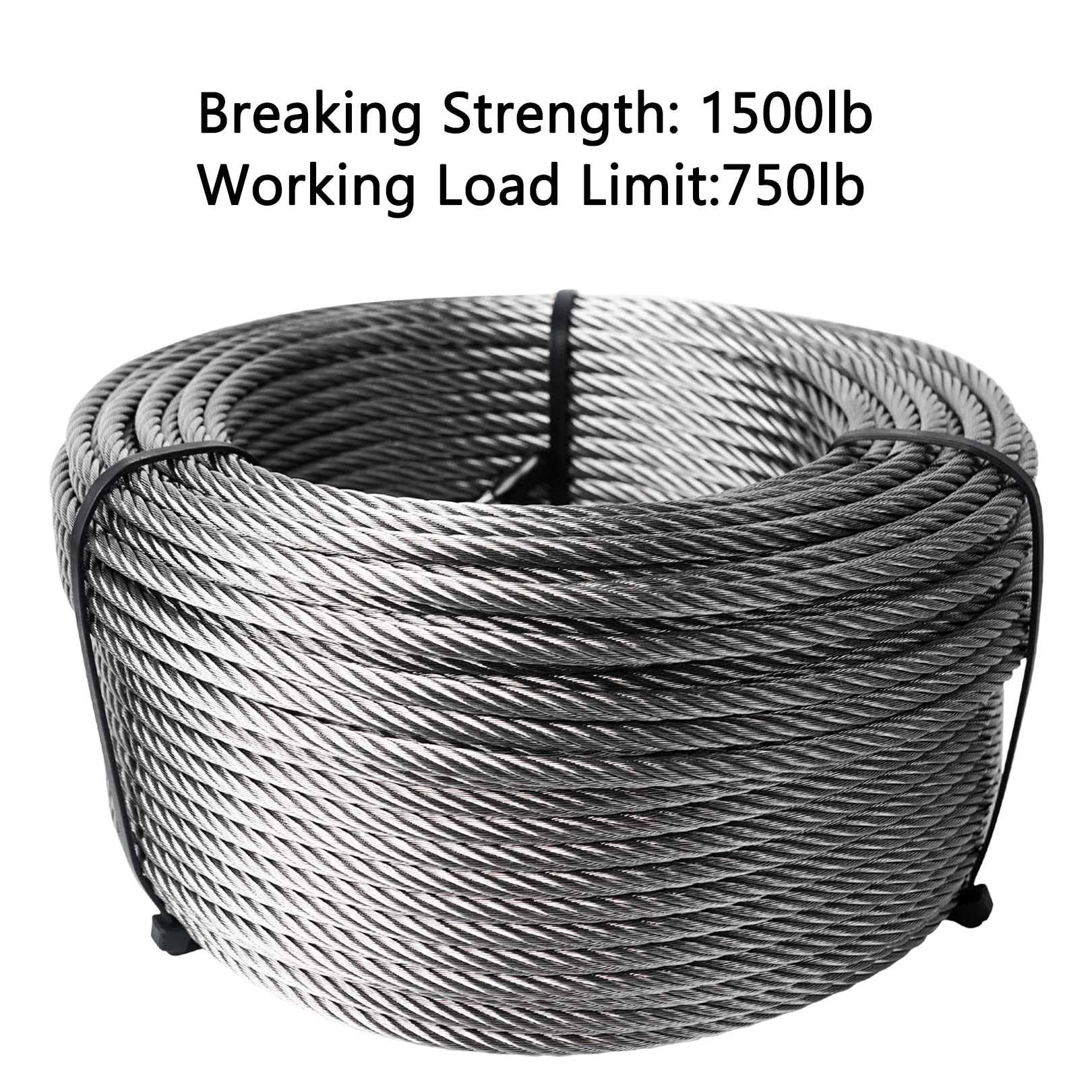Aoneky Câble métallique en acier inoxydable de 15,2 m 7 x 19 1/8 po