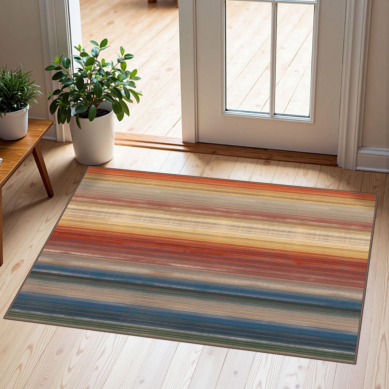 Othilic Front Door Mat Indoor Outside Entrance 2x3 Modern Ombre Rainbow Rug — image 1