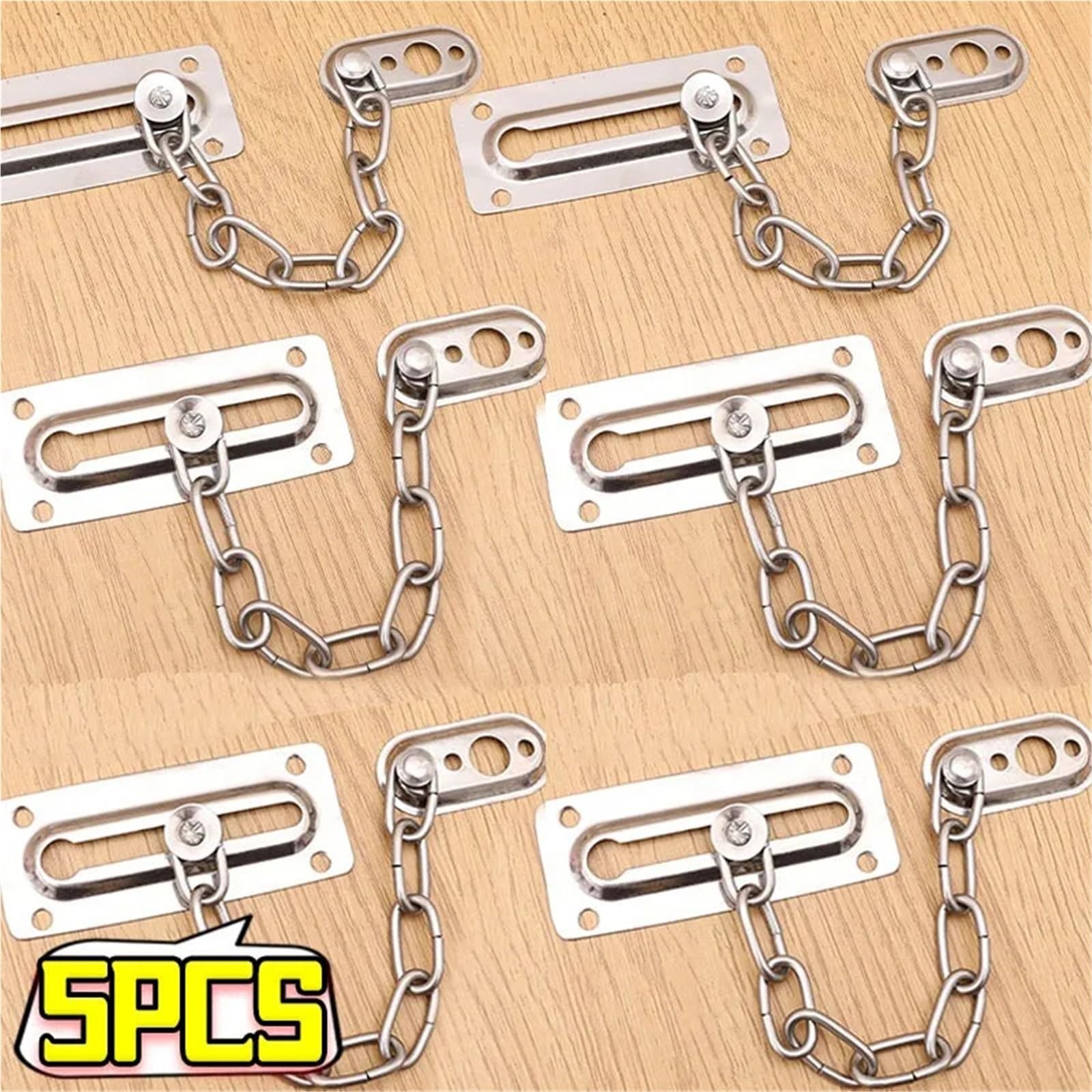 Cerradura de cadena puerta seguridad, pestillo deslizante, hebilla for el hogar, cadenas acero inoxidable, cerradura gabinete Para Puertas(3 set)