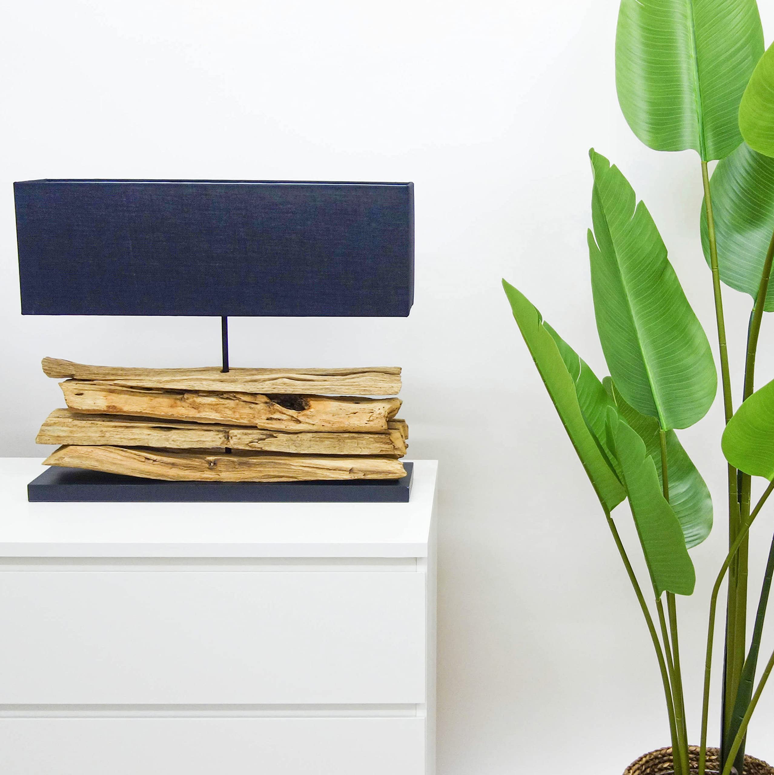 AquaOne Lámpara natural I Lámpara de pie Lámpara de mesa de madera natural rústica I Muebles de madera decorativa Lámpara de pie I Hecho a mano con raíz única I Pantalla en negro (París)