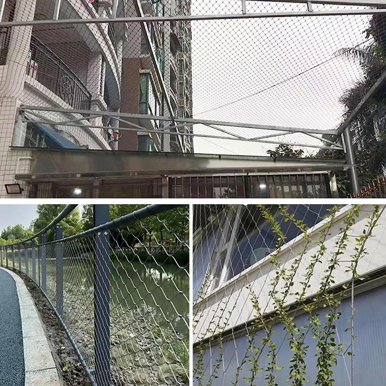 304 Edelstahl Sicherheitsnetz Hohe Höhe Fallschutz Anpassbar Balkon Geländer 2x10m Vielseitiges Netz für Treppen und Außenbereiche
