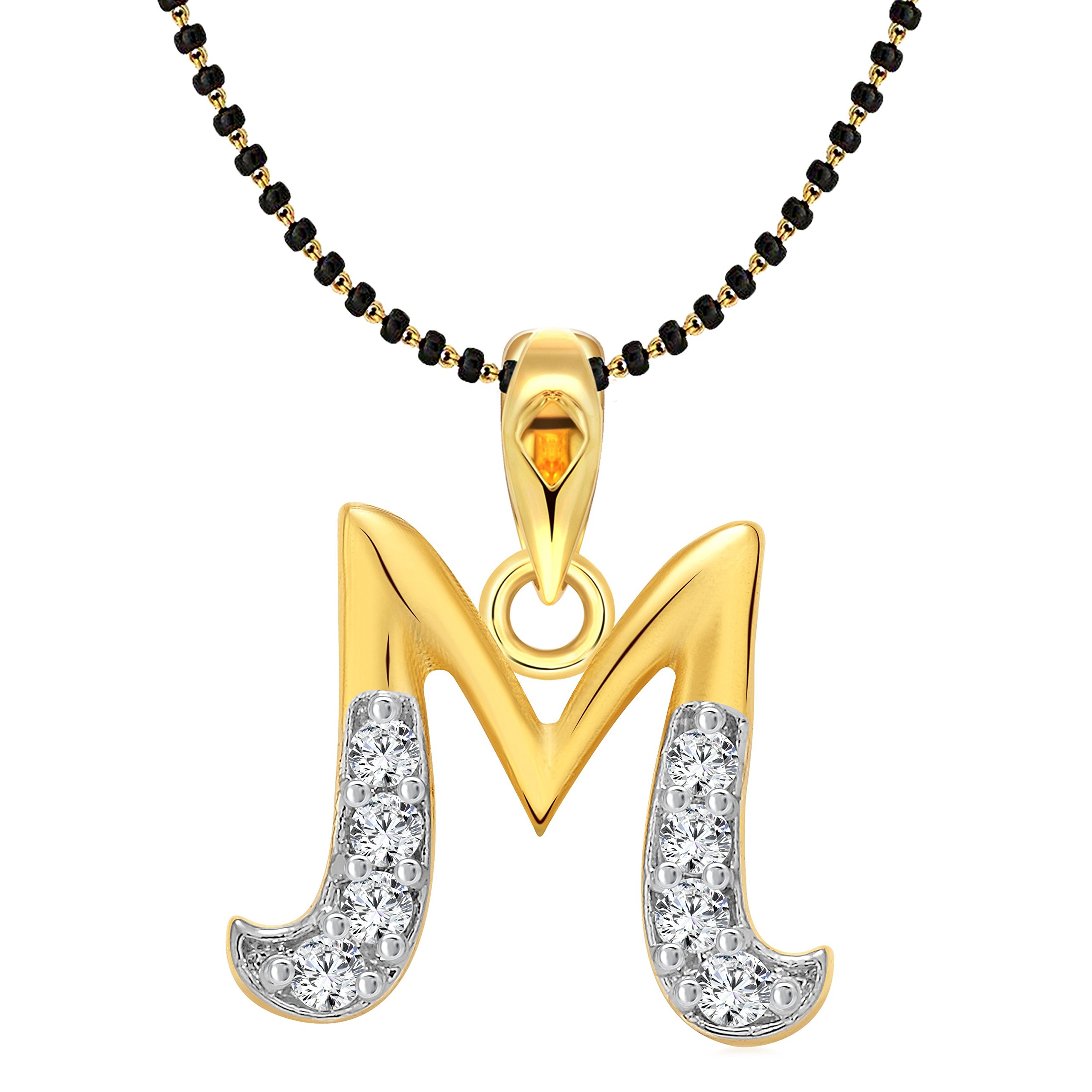 Vighnaharta Initial Letter M Gold and Rhodium Plated Mangalsutra Chain Pendant (B01GLR4T8Y) Amazon Price History, Amazon Price Tracker