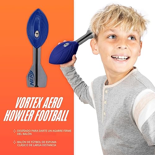 Miniatura 2 de Nerf Vortex Aero Howler - Pelota de espuma – Fútbol clásico de larga distancia – Cola optimizadora de vuelo – Agarre de mano – Diversión en Azul