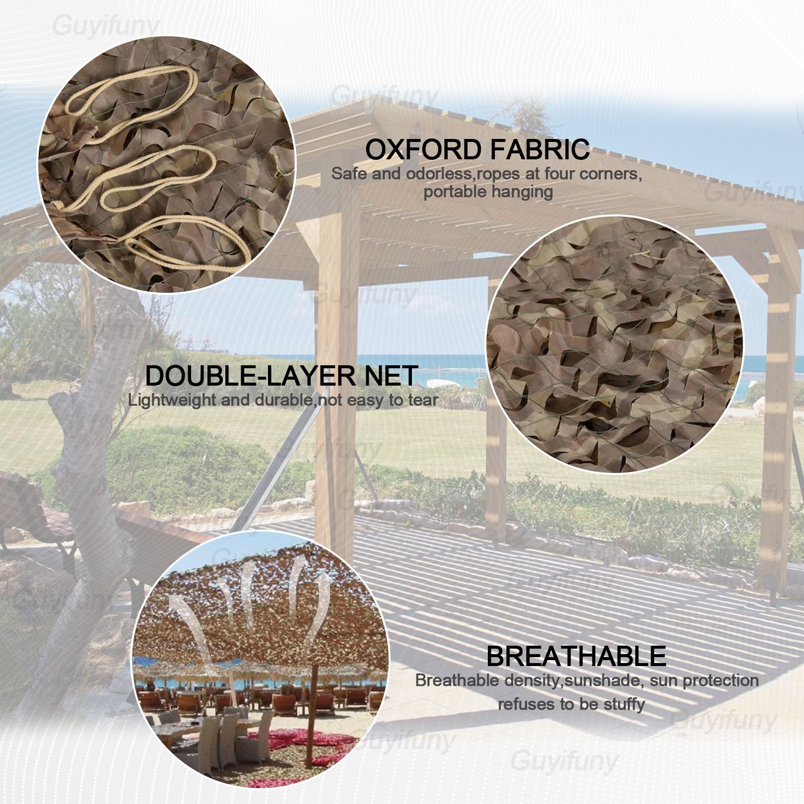 Red de Camuflaje 210D Oxford Tela Parasol Cubierta de toldo Protector Solar al Aire Libre Red de Camuflaje para Caza Tiro a ciegas Camping Decoraciones de Fiesta temática Militar, Desierto,