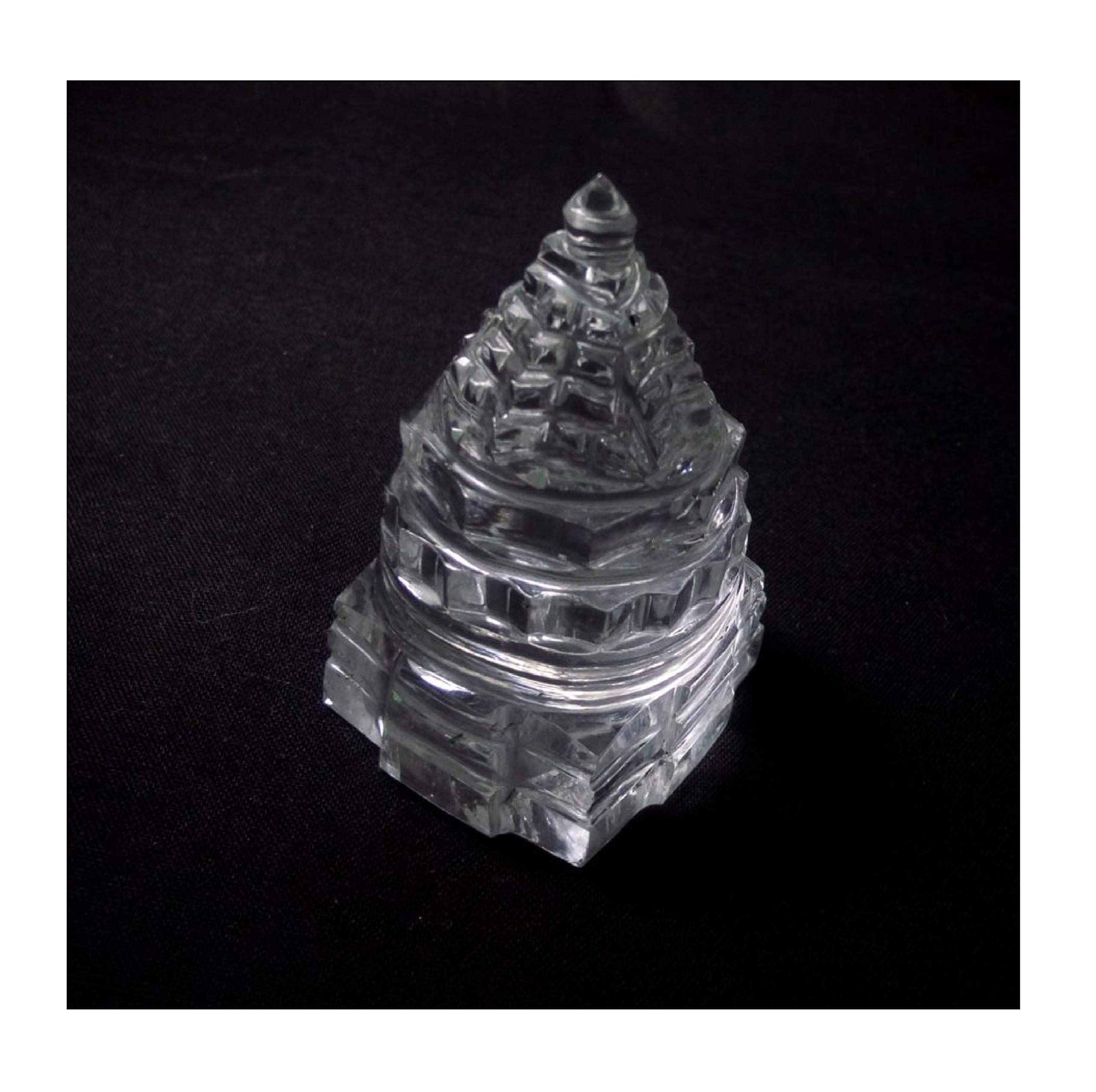 IndianStore4All Pure Crystal Quartz (Sphatic) Shri Meru Yantra (Yantram) for Good Luck 10-15 Grams Approx