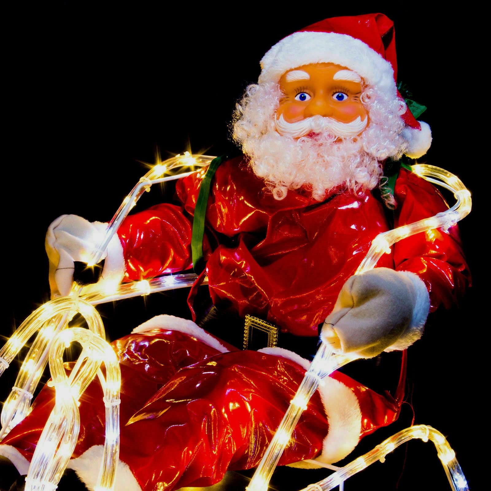 XXXL LED Magic Rentier+Schlitten+XL WEIHNACHTSMANN~210cm lang~432 LED`s warmweiss (Davon kaltweisse 72 Flash-Blinkeffekt!) Premium Set~IP44
