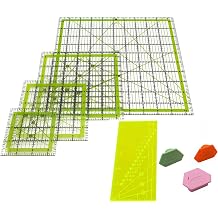 Quilting Rulers,Sewing Ruler,4 Piece Acrylic Square Quilting Templates with 3pcs Magnetic Seam Guide,Clear Precision Ruler for Quilting Sewing,Tools Supplies Accessories