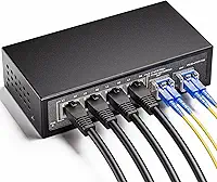 Switch Ethernet de 6 portas 2,5 Gb não gerenciado | 4 x 2,5 Gigabit | 2 x 10G SFP+ | Compatível 100/1000/2500Mbps | Plug & Play | Interruptor de metal sem ventilador para AP sem fio, NAS, PC