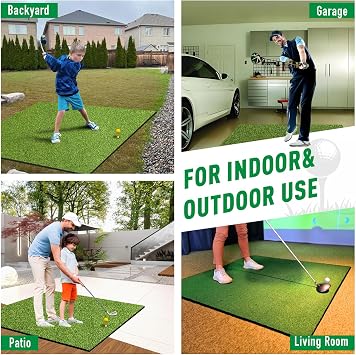 Golf Mat, 31MM 5x4ft Dense Elite Golf Hitting Mats Practice with 9 Balls, 9 Tees, PE Grass Heavy Duty Artificial Hitting Training Matt for Backyard Driving Chipping Indoor Outdoor Simulators