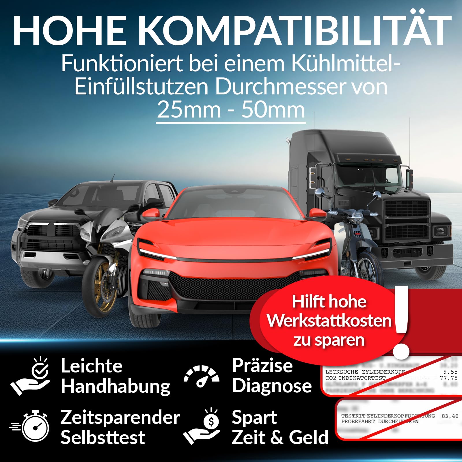 Heimwert Kit Prova Perdita Guarnizione Testa Cilindrica Senza Filettatura Test Perdite Liquido Raffreddamento Cambiamento