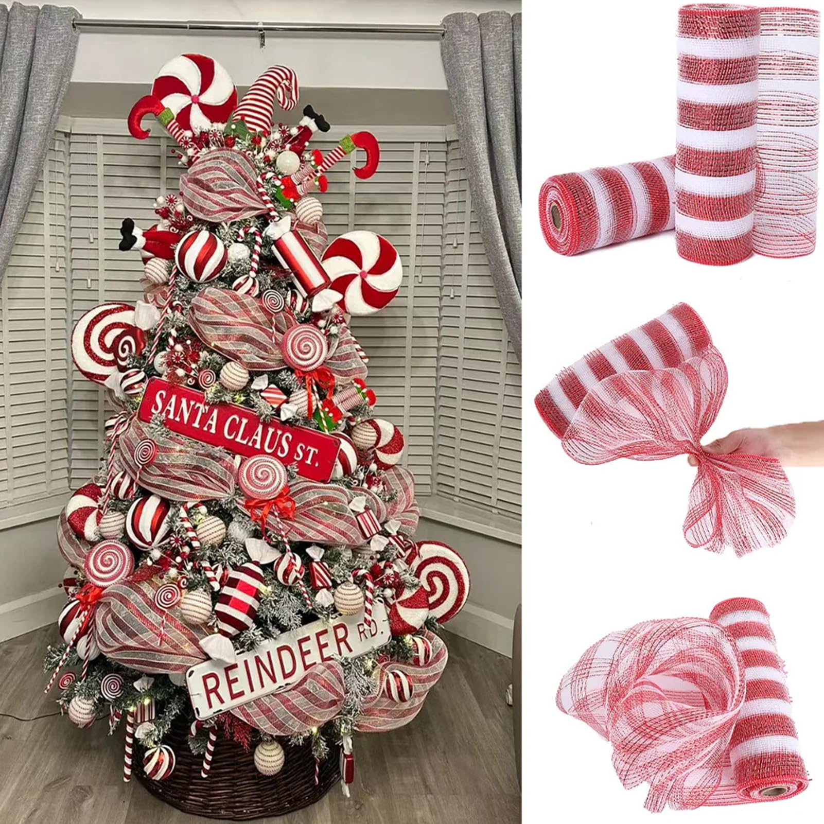 2 Rollos De Cinta Decorativa De Malla De Polietileno De 10 Pulgadas X 30  Pies Cada, image size:1601x1601