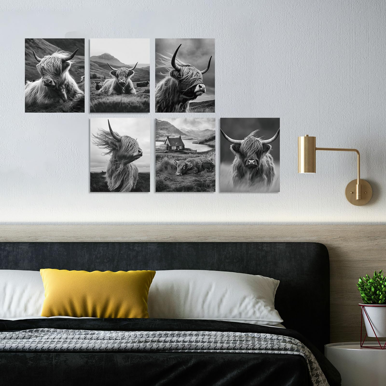 DOODLREAM - Confezione Da 4 Poster Su Tela Senza Cornice Con Teste Di Animali (Leone, Tigre, Lupo) - 20x25 Cm - Decorazione Parete Colorata - 6